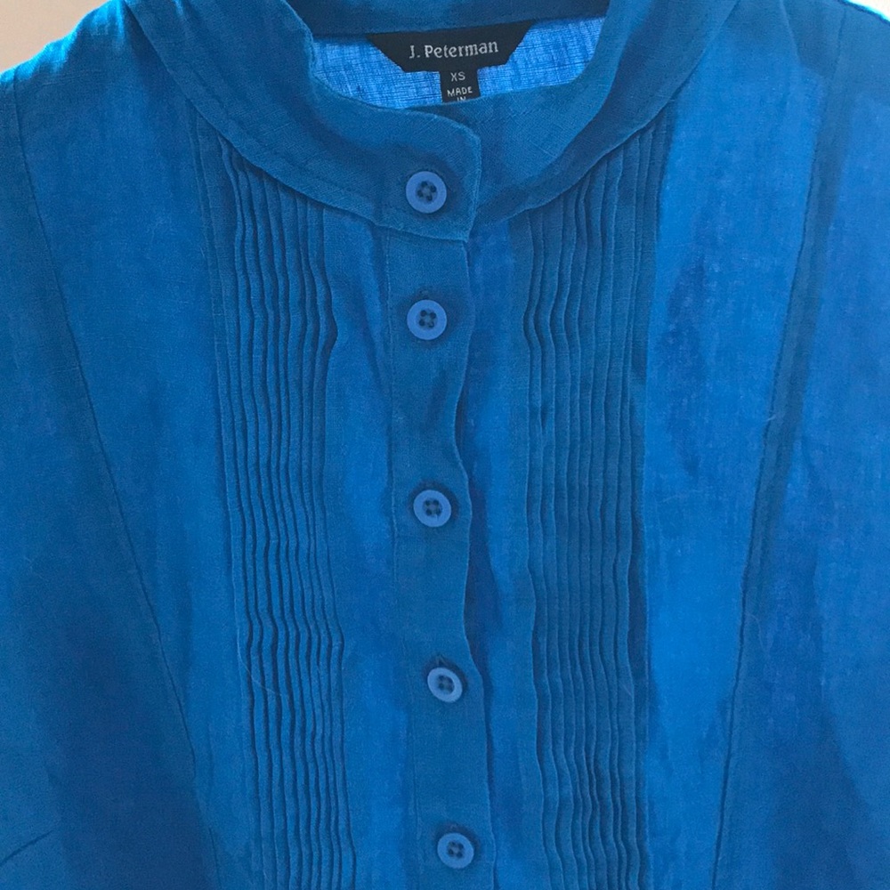 100% Linen Blue Tunic NWOT J. Peterman